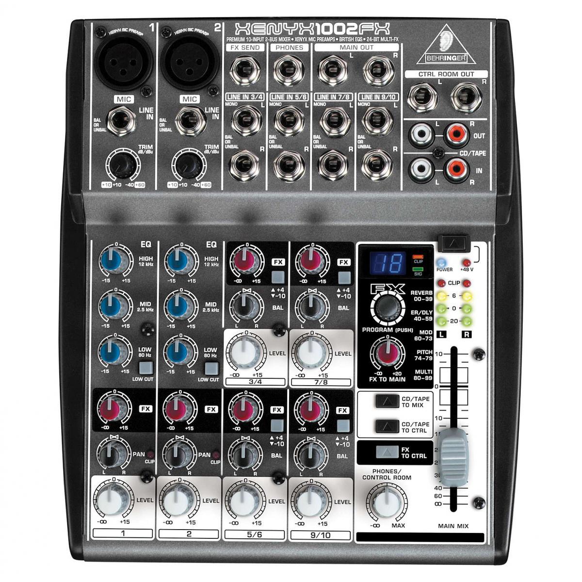 BEHRINGER 1002FX - микшер,2 микр. предусил.,8 линейных входов,24-битный эффект-процессор