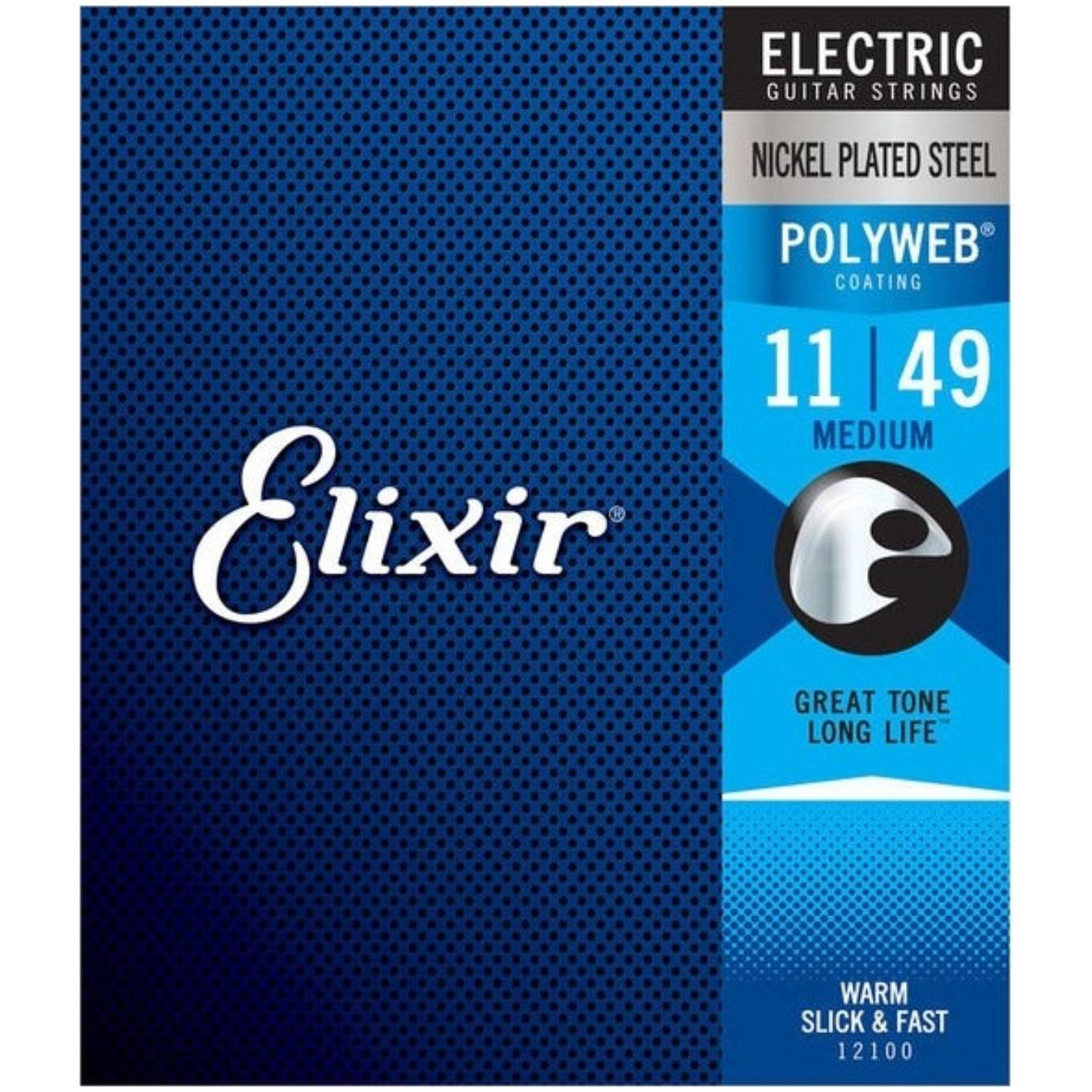 Elixir 12100 POLYWEB - комплект струн для электрогитары, никелированная сталь, Medium 11-49