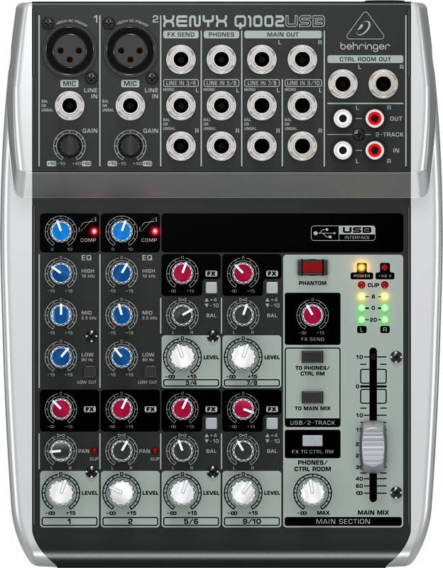 BEHRINGER Q1002USB - микшер10 каналов, эквалайзер, микр.предусил, USB