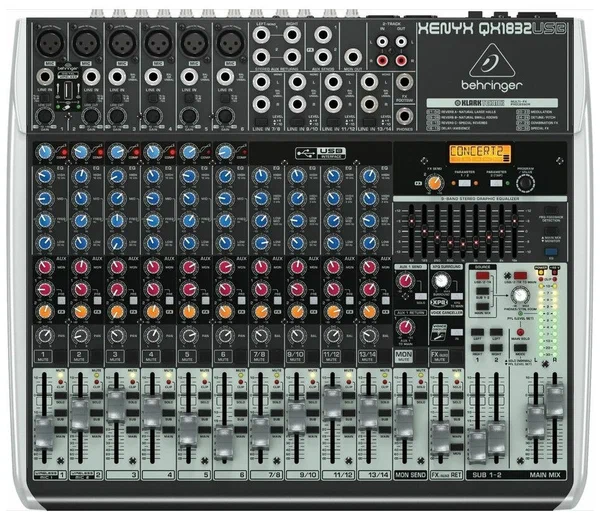 BEHRINGER X1832USB - микшер, 6 монов, 4 стерео, 3 AUX-шины, процес эффектов, 3D процессор, эквалайзер, USB