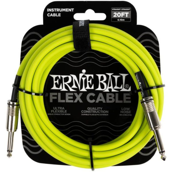 ERNIE BALL 6419 - инструментальный кабель с прямыми джеками, длина 6 метров, цвет зеленый