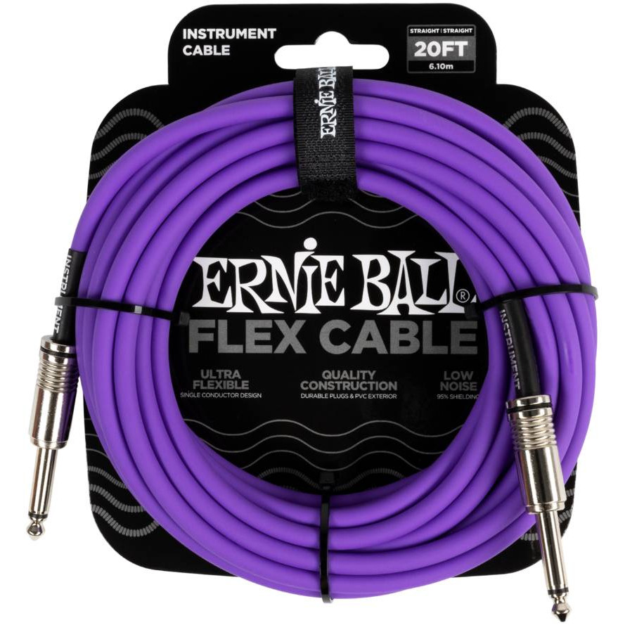 ERNIE BALL 6420 - инструментальный кабель с прямыми джеками, длина 6 метров, цвет фиолетовый