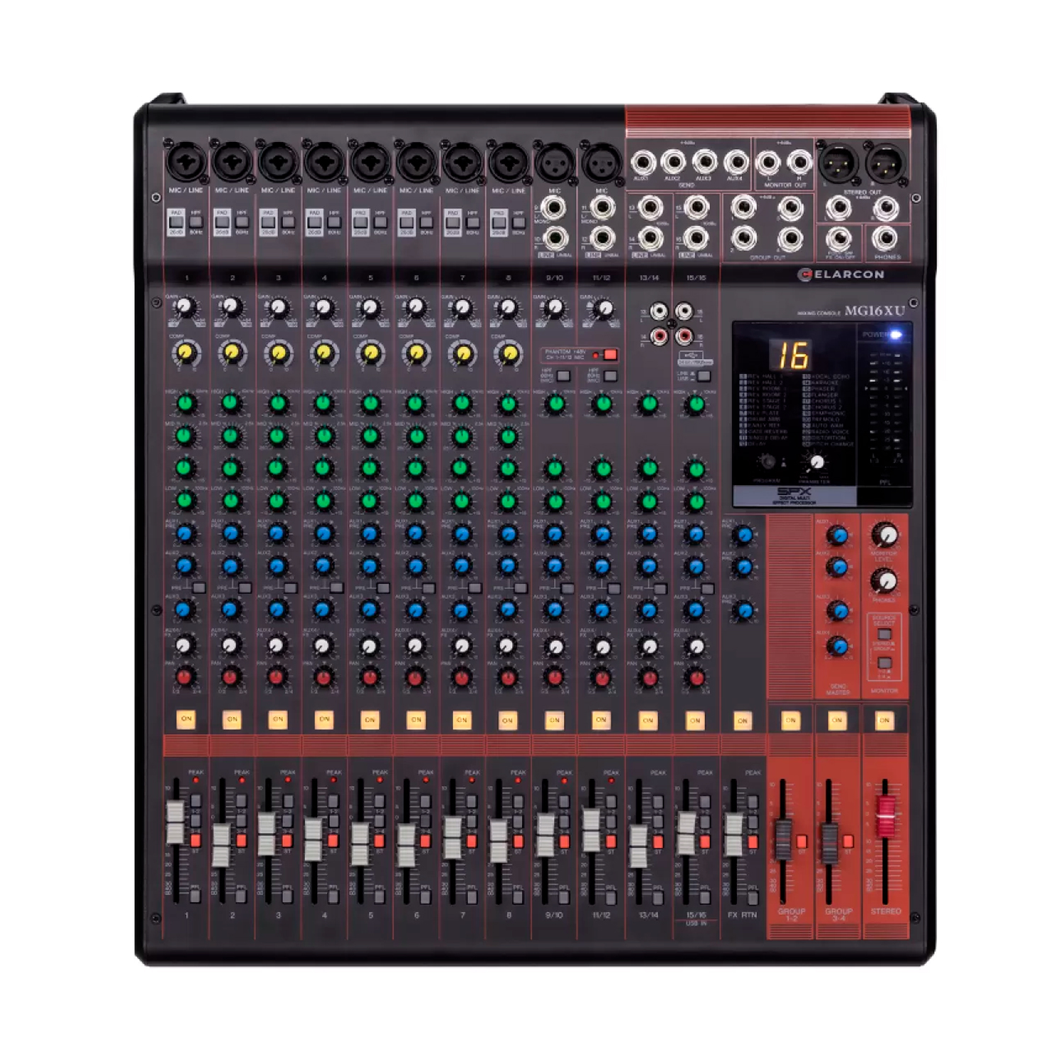 ELARCON MG16XU -- микшерный пульт, 10 мик + 4 стерео с USB Audio и эффектами.