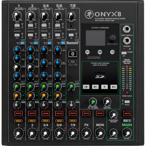 MACKIE ONYX8 - звуковой аналоговый микшерный пульт с поканальной записью, процессором эффектов и USB