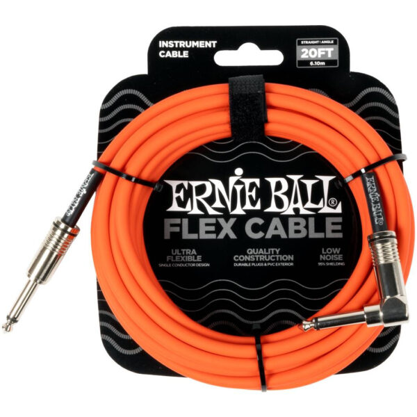 ERNIE BALL 6467 - кабель инструментальный Flex, прямой - угловой джеки, 6 метров, оранжевый