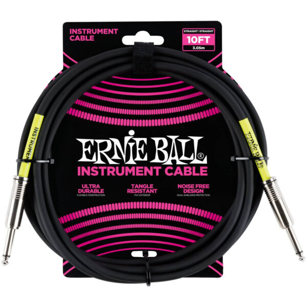 ERNIE BALL 6048 - кабель инструментальный с прямыми джеками, 3 метра черный